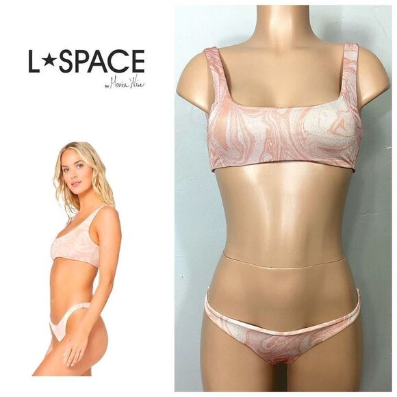 New. L*SPACE metallic swirl bikini set. S-top/M-bottom. Retails $178
